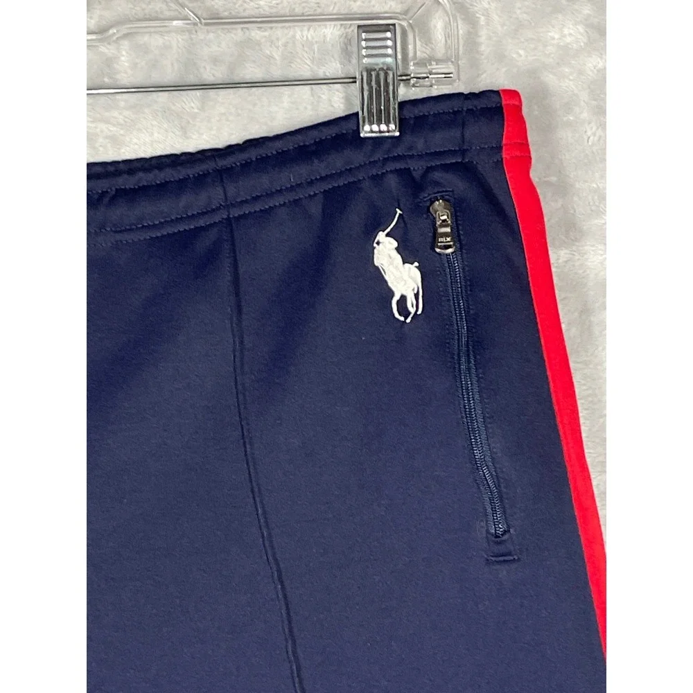 RLX Ralph Lauren Mens XL Navy Blue Red Side Stripe Track Pants Joggers Pony Logo